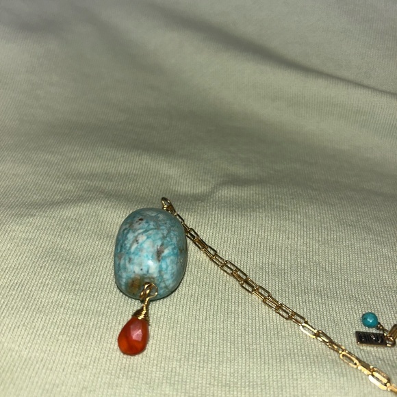 MINU Jewels Mediterranean Inspired Jewelry- Turquoise/Gold Pendant Necklace - Picture 3 of 5